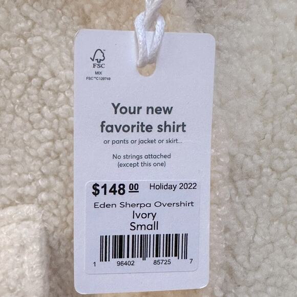 NWT Marine Layer Ivory Eden Sherpa Overshirt Size Small - Picture 7 of 8